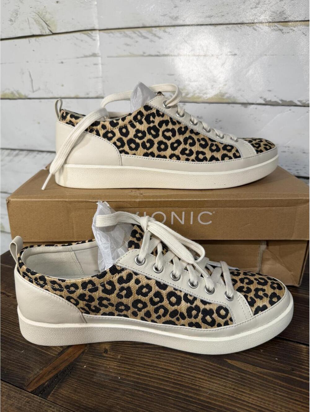 Vionic Winny Natural/Leopard Raffia Women's 9.5Wide NIB - Picture 4 of 5